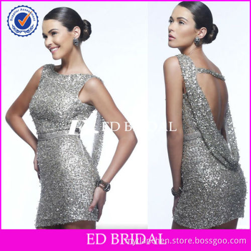BY1279 New Design Sexy Short Backless Sequins Lace Cocktail Party Dress
